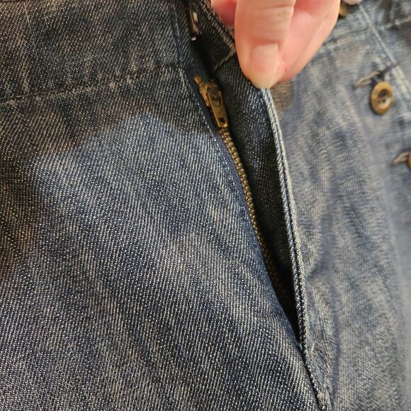 Level 99 Dark Wash Denim Back Slit Knee Length Straight Pencil Skirt Size 28 - Picture 8 of 13